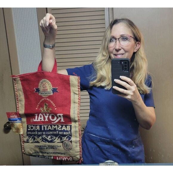 Handmade Bag from Batsmati Rice Bag Adorable Eco-friendly Reusable Zip Tote - Picture 5 of 5